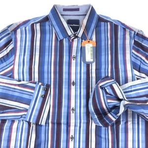Tommy Bahama Shirt Stripe Breaker DK Cobalt LS